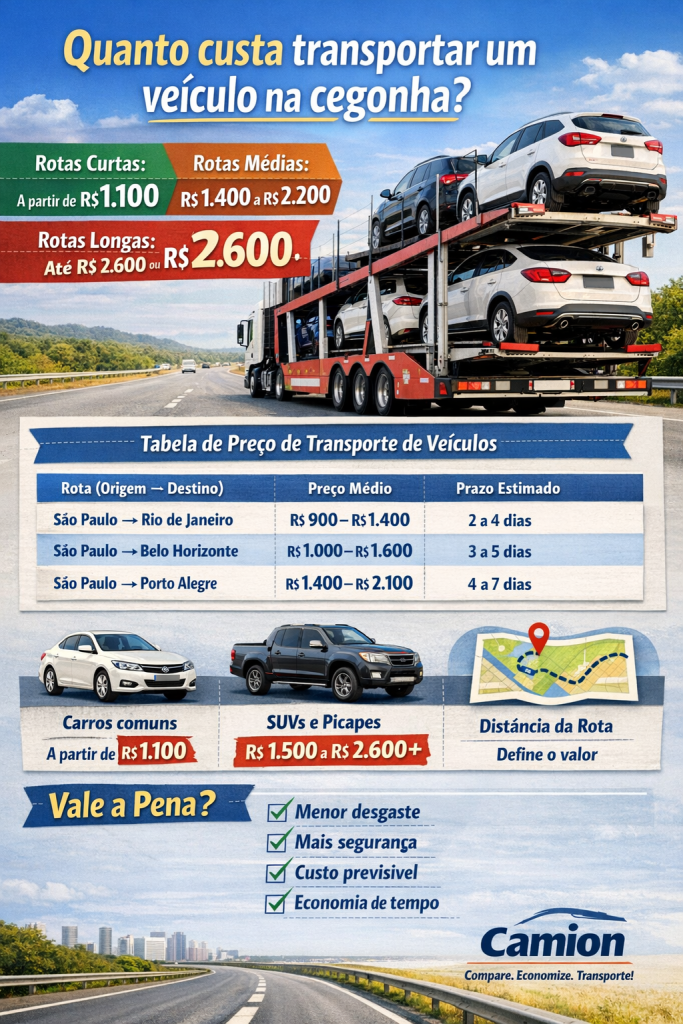 Quanto custa transportar um veículo na cegonha Quanto custa transportar um veículo na cegonha