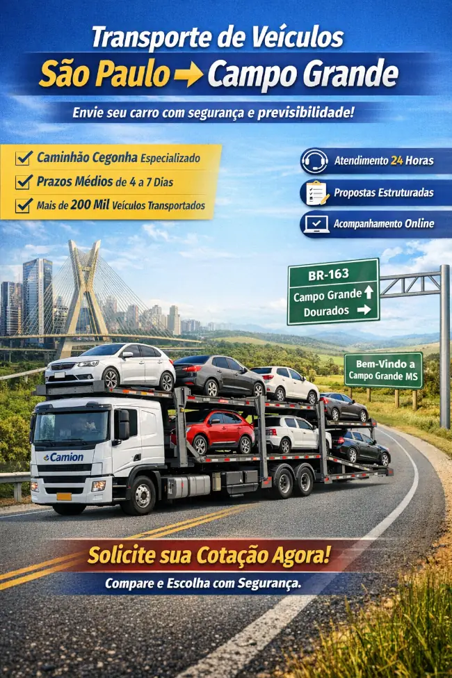 Transporte por cegonha de São Paulo para Campo Grande