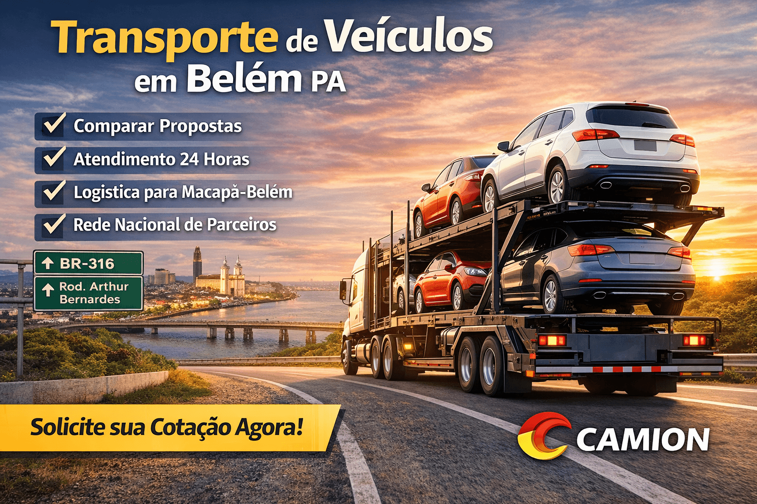 Transporte de veículos no caminhão cegonha em Belém-PA