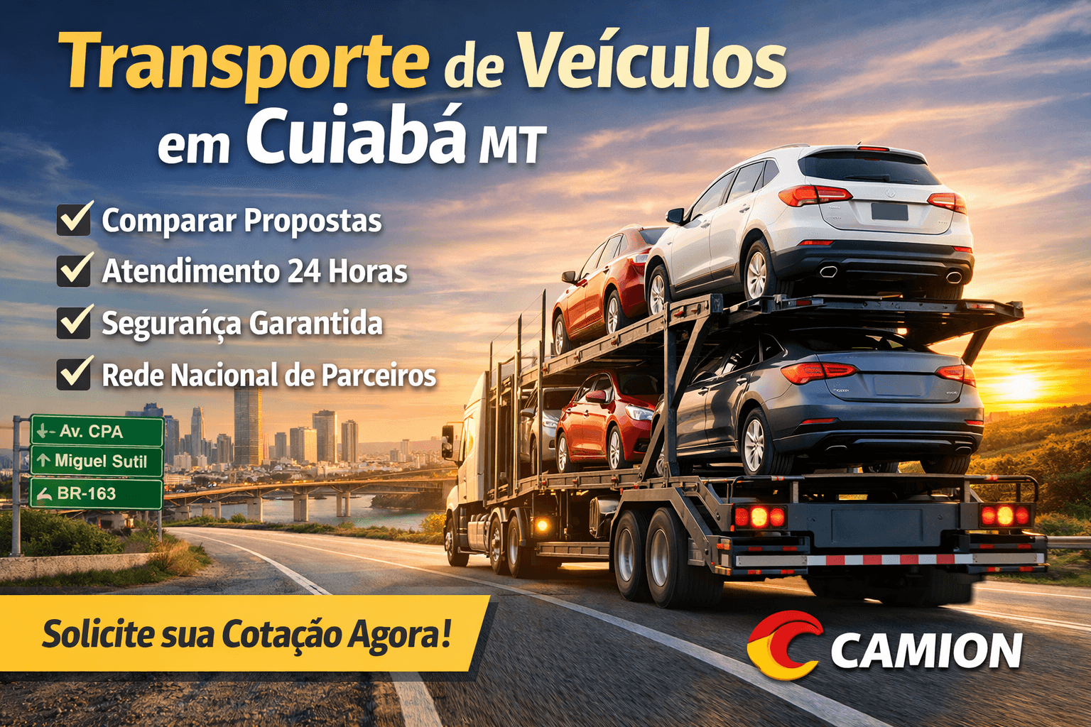 Transporte de veículos no caminhão cegonha em Cuiabá-MT