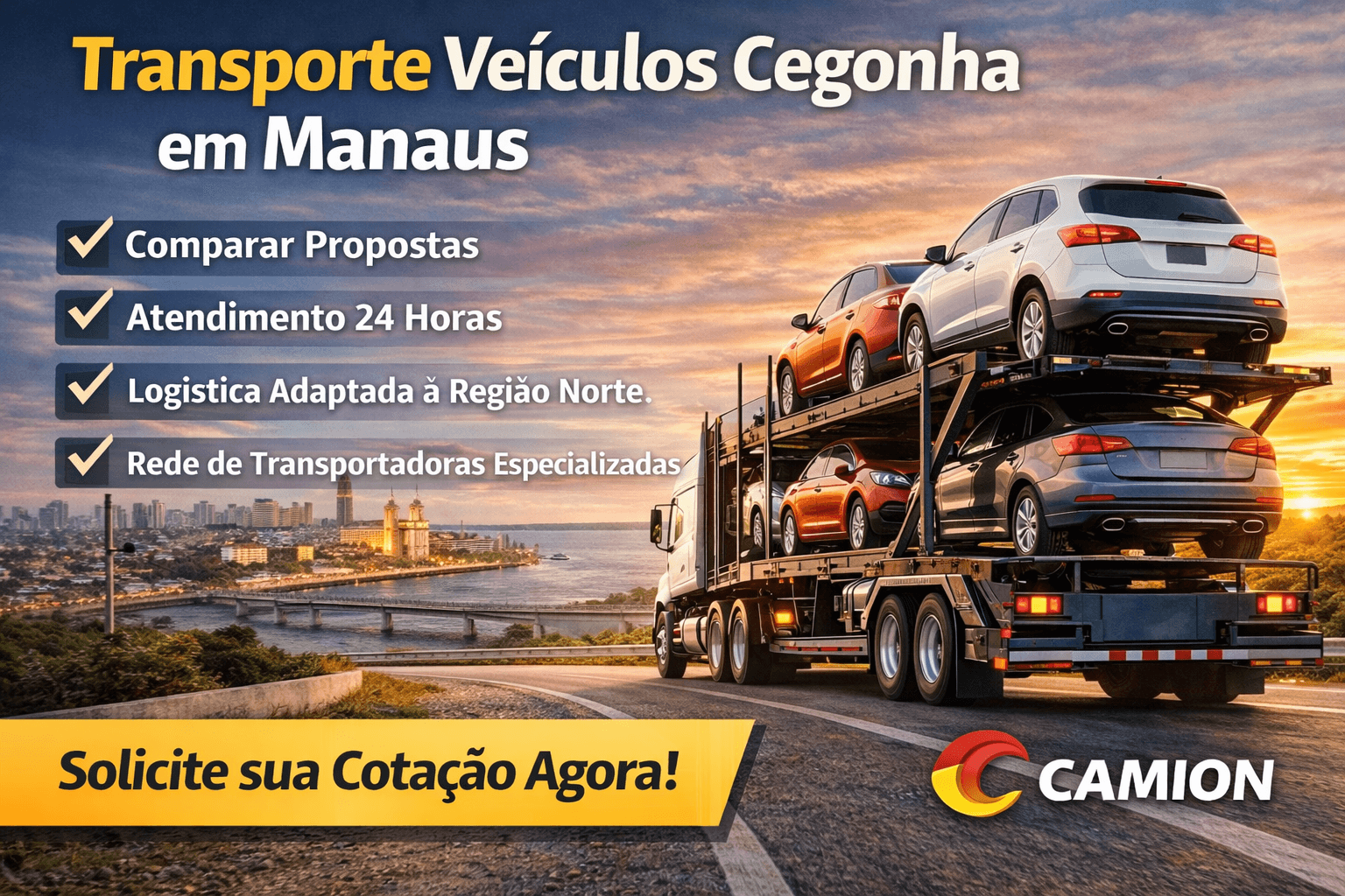 Transporte de veículos no caminhão cegonha em Manaus-AM