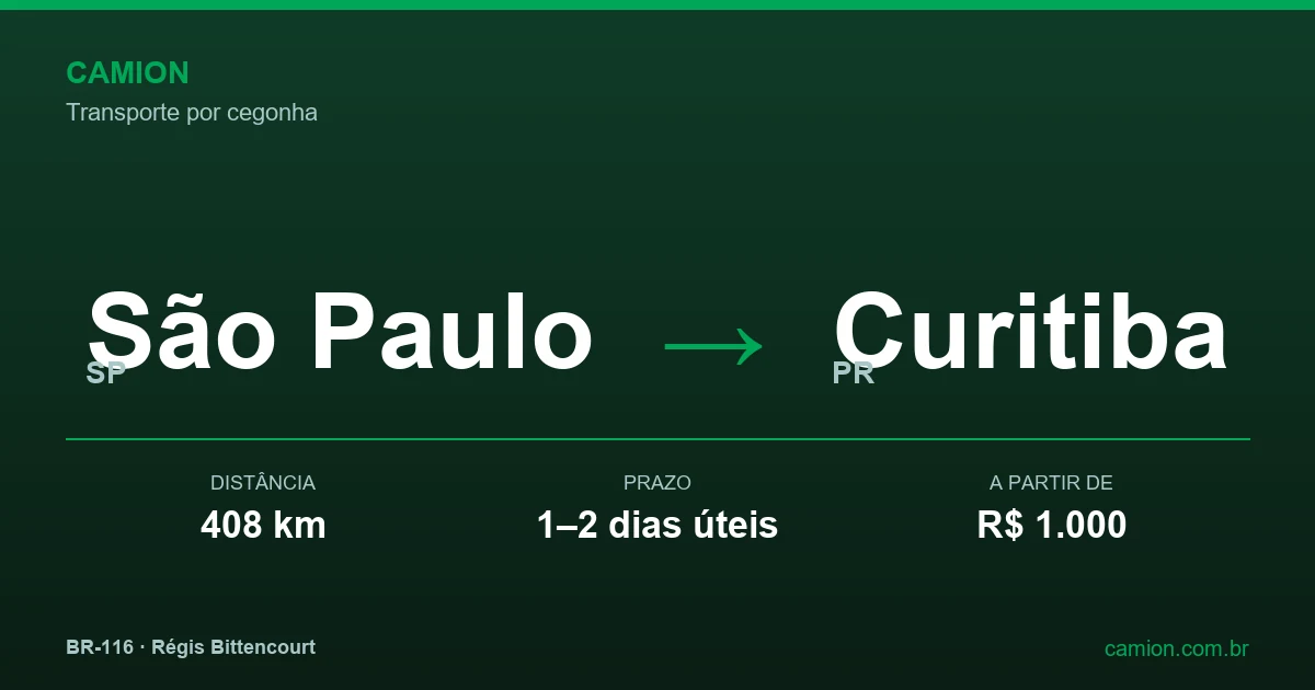 Rota da cegonha São Paulo para Curitiba pela BR-116