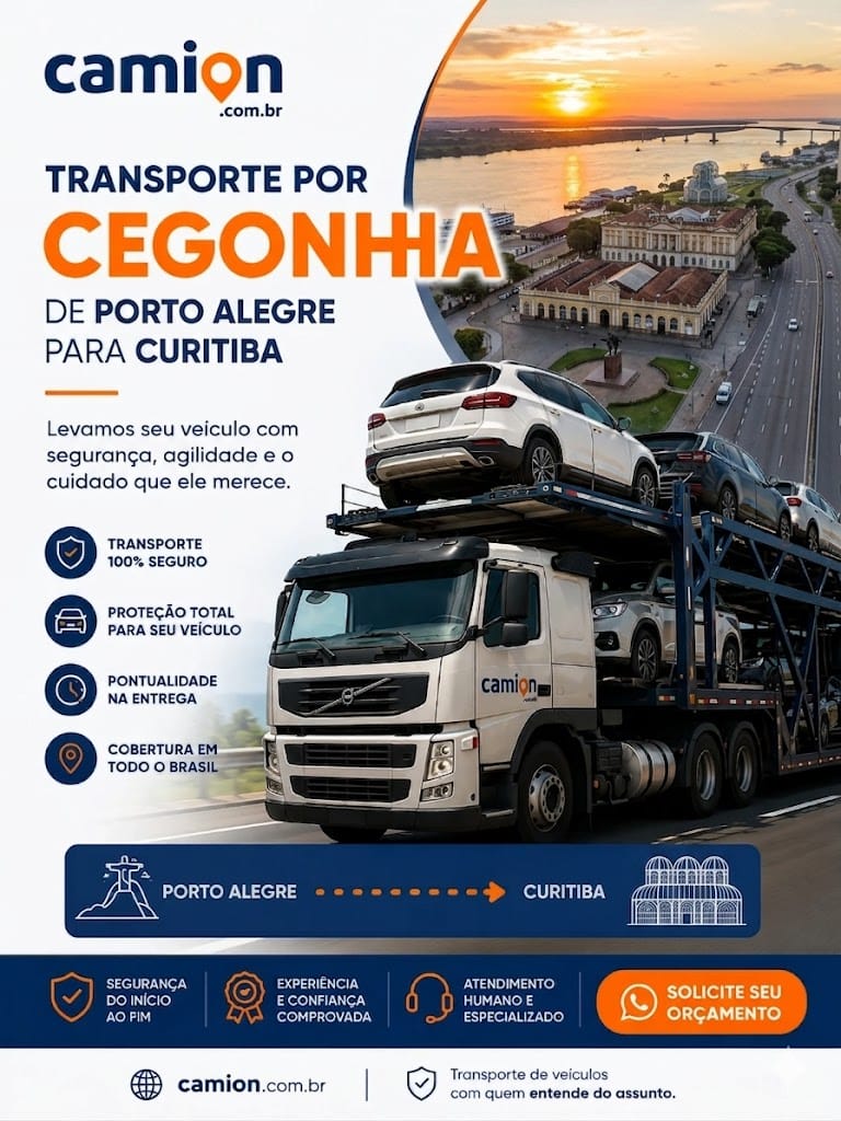 Transporte por Cegonha de Porto Alegre para Curitiba