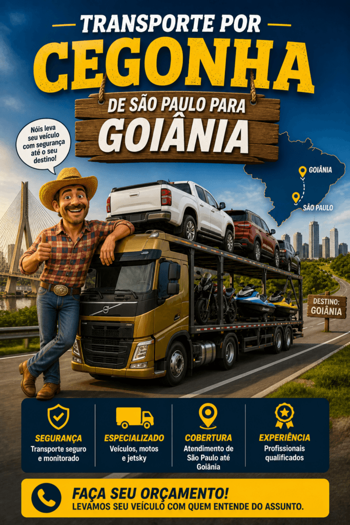 Transporte por Cegonha de São Paulo para Goiânia Transporte por Cegonha de São Paulo para Goiânia